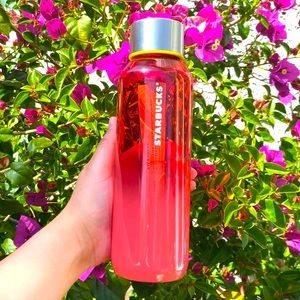 ❤️NEW💗Starbucks 2022 Red Pink Ombre Glass Water Bottle
